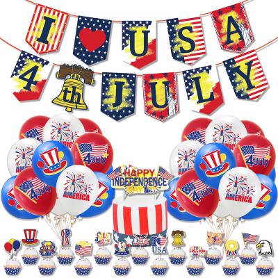 China LUCKY Independence Day Theme Party Paper Decoration Ensures American National Day Flag Balloon Cake Card Decoration Supplies for sale