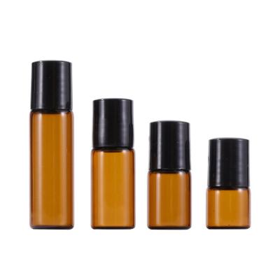 China Cosmetic Roller Bottle 1ml 2ml 3ml 5ml Roll On Glass Bottle Amber Roller Bottle For Perfume Essential Oil for sale