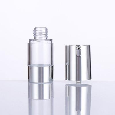 China New Cosmetic 15ml 30ml 50ml Electroplate Silver Aluminum Frosted Airless Pump Bottle for sale