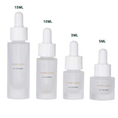 China 5ml Cosmetic 10ml 15ml 30ml Frosted Serum Glass Bottle Set For Skin Care Glass Bottle Face Care Glass Oil Dropper Cosmetic Bottles for sale