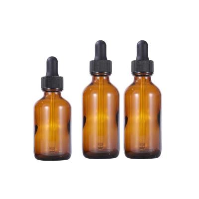 China Boston Cosmetic Wholesale 1oz 2oz 4oz 30ml 60ml Amber Frosted Beard Essential Oil Dropper Bottle Glass Bottle for sale