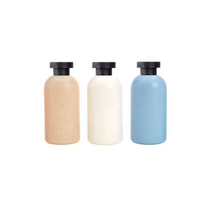 China Custom Color 30ml 100ml 250ml 300ml 500ml Wheat Biodegradable HDPE Cosmetic Straw Plastic Shampoo Bottle With Black Pump for sale