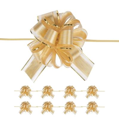 China Manufacturer Wholesale Gold Large Christmas Butterfly PP Gift Ribbon Pull Flower Ribbon Bows Bowknot for sale