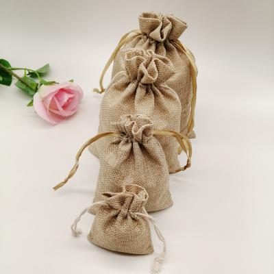 China Factory Recyclable Customize Vintage Hessian Burlap Drawstring Gift Bag Christmas Halloween Wedding Birthday Party Candy Bags for sale