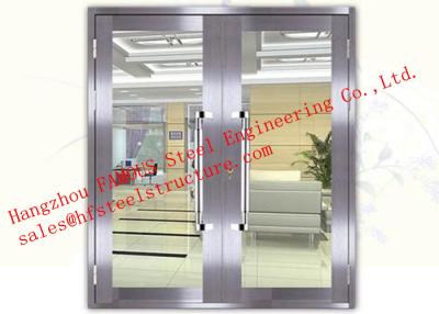 China Galvanized Steel Fireproof Aluminum Frame Glass Double Doors For Shopping Mall for sale