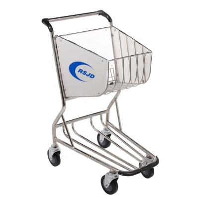 China 4 Wheel Stainless Steel Airport Shopping Trolley For Mall Store 180MM for sale