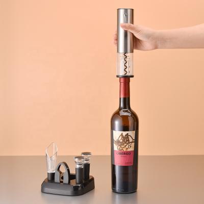 China Best Selling ABS Electric Wine Bottle Opener PC Electric Wine Opener With Base for sale