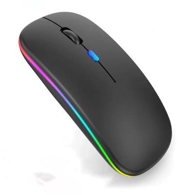 China Original 3D Triangle LOGO Ultra-Thin Rechargeable Battery Mute Mouse 2.4Ghz LED Optical Colorful Light Computer Gaming Wireless Mouse for sale