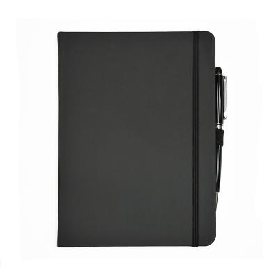 China Hardcover PU Black Advertising Writing Diary Notebook With Pen for sale