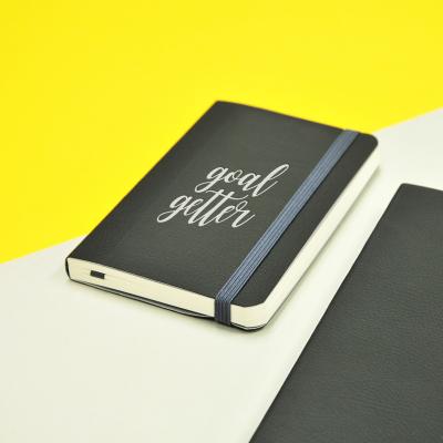 China Soft Cover Emboss Logo Soft Leather Work Cover Journal With Back Pocket for sale