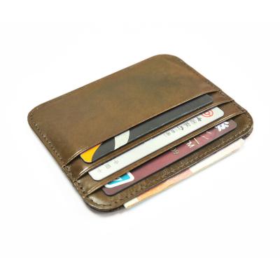 China Japan style free sample classic genuine leather credit card wallet for promotion for sale