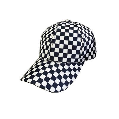 China Wholesale COMMON Small Black And White Baseball Cap Checkerboard Hat Checkerboard Baseball Cap Sport for sale