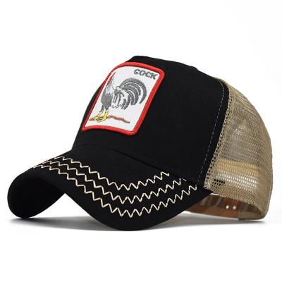 China COMMON Rooster 5 Panel Hot Selling High Quality OEM Custom Cotton Mesh Caps Unisex Embroidery Animal Trucker Hat for sale