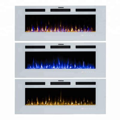 China Household 50 inch bilack glass or white glass wall mounted and build in electric fireplace for sale