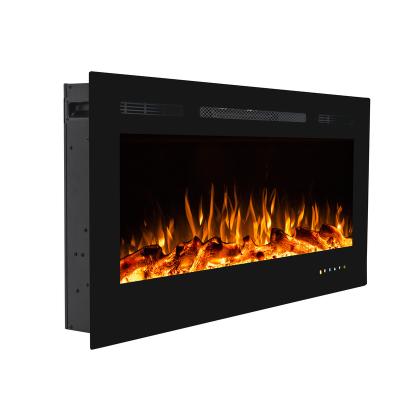 China Car 45 Inch Wall Mounted Glass Electric Heater Fireplace Matte Black Flame Living Room Heater for sale