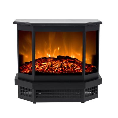 China Household New Design 3 Sided Electric Freestanding Fireplace Heater With Artificial Fire for sale