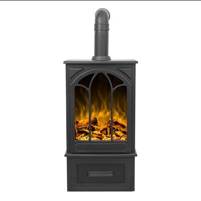 China Household Antique Freestanding Electric Fireplace With Chimney , Wood Burning Flame Effect for sale