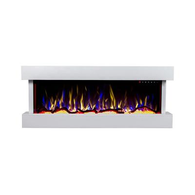 China Custom Household 3 Sided Glass Electric Fireplace Heater With 10 Ember Bedding LED Light for sale