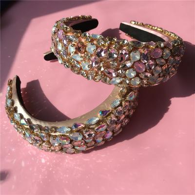 China Wholesale Crystal Hair Accessories Rhinestone Diamond Soft Headbands for sale