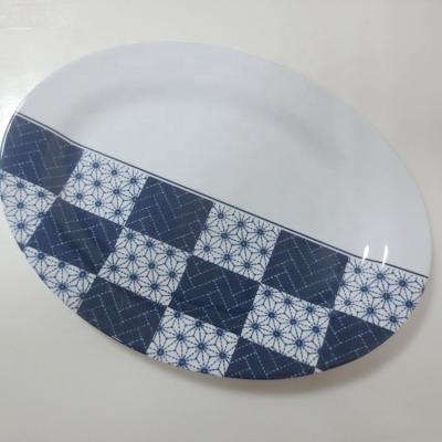 China 2020 New Design Oval Shape Melamine Dishes Sustainable Natural Dinner Plate Printing On Melamine Dishes for sale