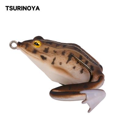 China TSURINOYA LY12 55mm Rubber Soft 16g Frog Bait Emulational Frog Snakehead Fishing Lures Double Hook Artificial Topwater Bait for sale