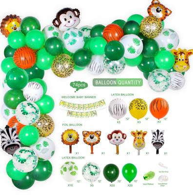 China Party Decoration Jungle Safari Theme Party Supplies Balloon Garland Kit Green Animal Balloons for Kids Boys Parties Birthday Baby Shower Decor for sale