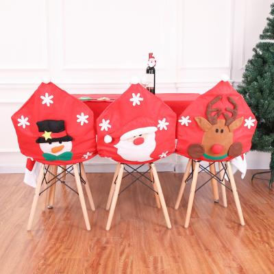 China Polyester 3D Christmas Snowman Grandpa Christmas Elks Chair Cover for sale