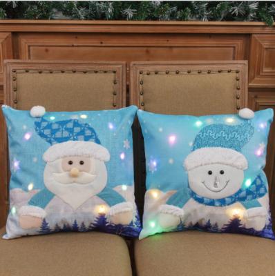 China 2021 Party Christmas Decorations Colorful Lights Plush Christmas Short Cushion Covers LED Light Cushion Cover for sale