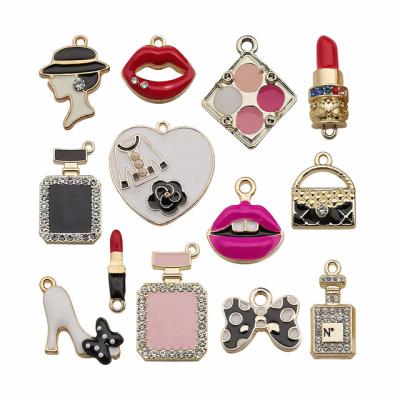 China E-Co Small Collection Diamond Set Lipstick Powdered Pie Pan Earring Necklace Making Fringe Fashion 13PCS Oil Friendly Mixed DIY Accessories for sale