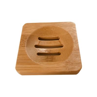 China LOGO Bamboo Soap Dish Square Custom Eco Friendly Sustainable Soap Holder Natural Bamboo Soap Dish For Bathroom for sale