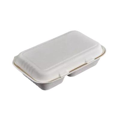 China Biodegradable Sugarcane Pulp Double Compartment Food Container Takeout Bowl for sale