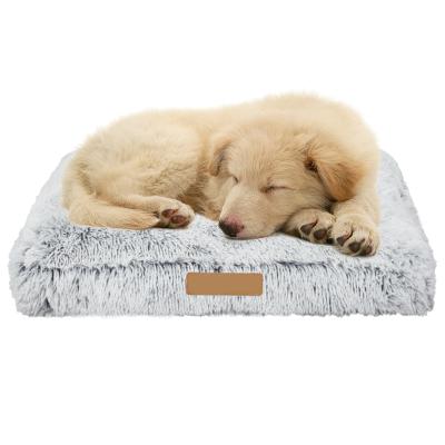 China Custom Sustainable Wholesale Luxury Warm Soft Plush Comfy Dog Bed For Sleeping Pet Supplies for sale