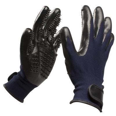 China New Manufacturer Viable Wholesale Dog Pet Grooming Rubber Breathable Blue Glove for sale