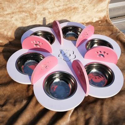 China Sustainable Wholesale Custom Stainless Steel Pet Bowl For Multiple Dogs Or Cats Pet Multiple Bowls for sale