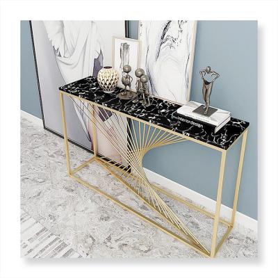 China New Style Mordern Gold Console Table Marble Top Marble Top Console Table for sale