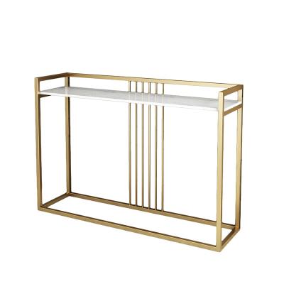 China Modern Luxury Console Table Modern White Gold Finished Hallway Modern Marble Console Table for sale