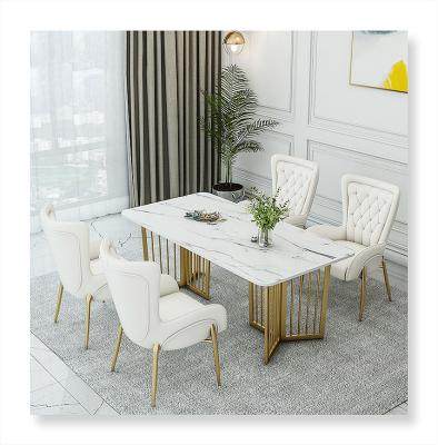 China (size) adjustable luxury dining table furniture marble dining table and chair set dining set for sale