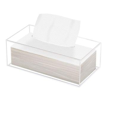 China Household Modern Desktop Clear Acrylic Tissue Box With Square Shape for sale