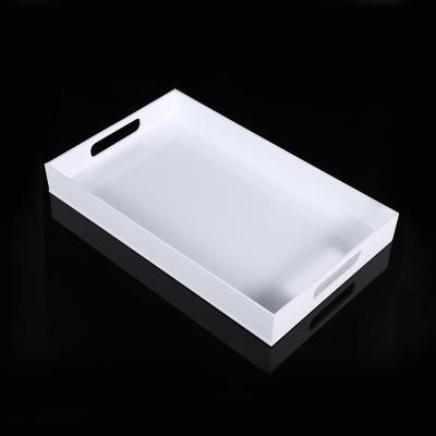 China China Supplier Home Large Rectangle White Color Acrylic Serving Tray Hotel Restaurant for sale