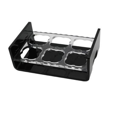 China Modern Warm Leaning Glass Wine Bar Display Rack Six-Compartment Handheld Acrylic Glass Water Display Rack for sale