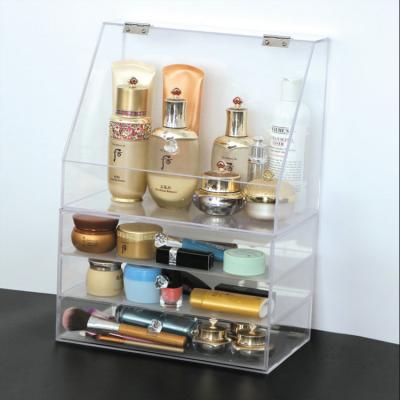 China Transparent Cosmetic Storage Box Drawer Jewelry Storage Box Acrylic Single Layer Display Box for sale