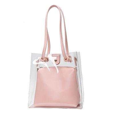 China Fashion Wholesale High Quality Clear Transparent PVC Shopping Bag Shoulder Handbag Satchel Purse for sale