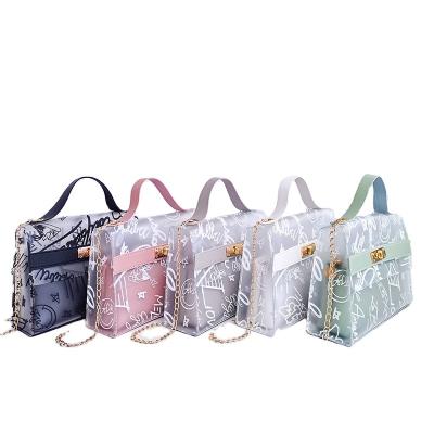 China Fashion New Arrivals Wholesale PVC Clear Bag Printing Tote Handbags For Ladies Girls Women Handbag for sale