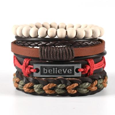 China Amazon Hot Selling Cute Customer Jewelry Metal Leather Bracelet For Men for sale