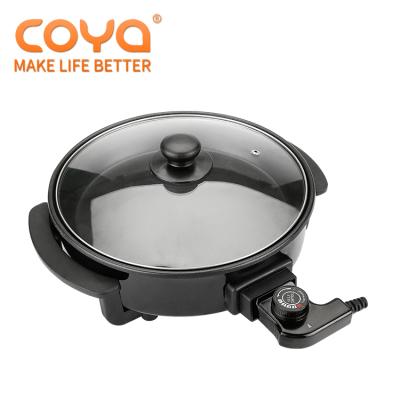 China Contemporary Automatic Roasting Pizza Electric Frying Pan Pan Cooker Whole Glass Lid for sale