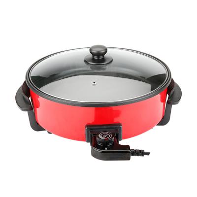 China Household Normal Electric Pizza Pan Multifunctional Cooking With Tempered Glass Lid Thermostat for sale