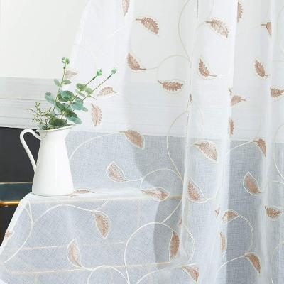 China Sheer Heat-insulation crochet fancy yarn curtain fabric voile embroidery curtain fabric for sale