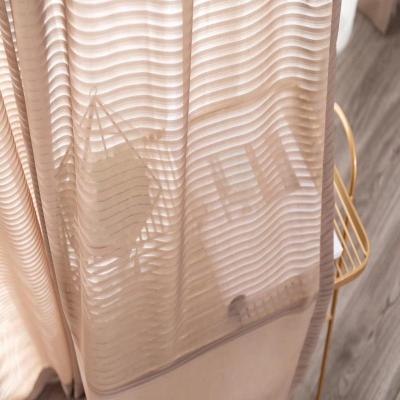 China Sheer Memory Curtain Stripe Chiffon Fabric Roll For Window Cloth for sale