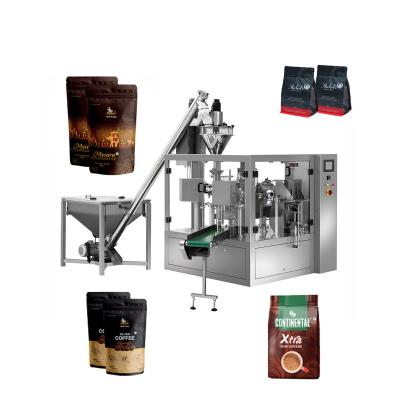 China Rotary food coffee powder zipper premade bag packing machine pre-made pouch packing machine for sale