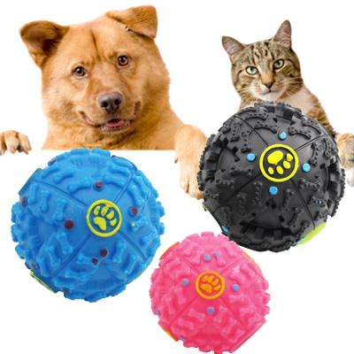 China 7cm Squeaky Dog Ball Toys Pets Ball Food Viable Treat Dispenser Rubber Dog Chew Toys for sale